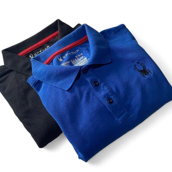 Spyder Blue Polo Shirt – Small  + Spyder Black Polo Shirt – Small - Picture 1 of 8